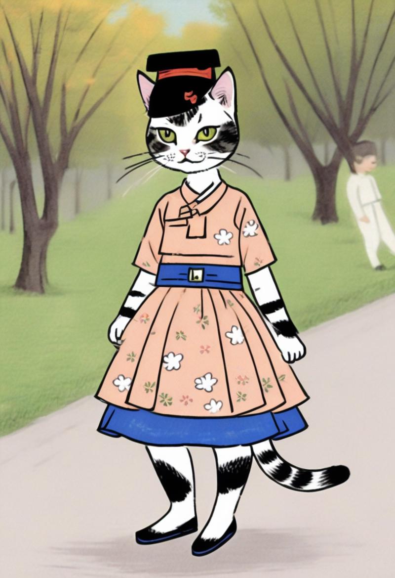 70163-949639226-sd_xl_base_1.0_0.9vae-Euler a-best quality a cat wearing a dress in.png